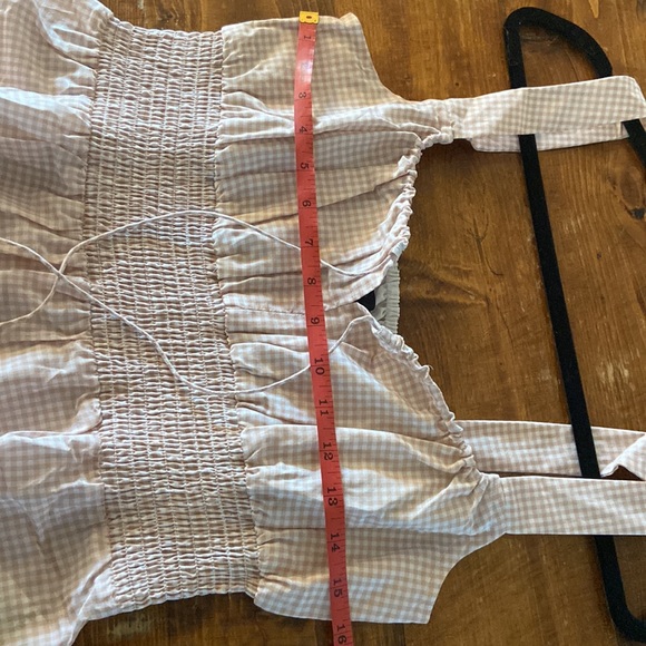 J Crew Gingham Smocked Waist tank top! New without tags. Front tie with V. - Picture 14 of 15